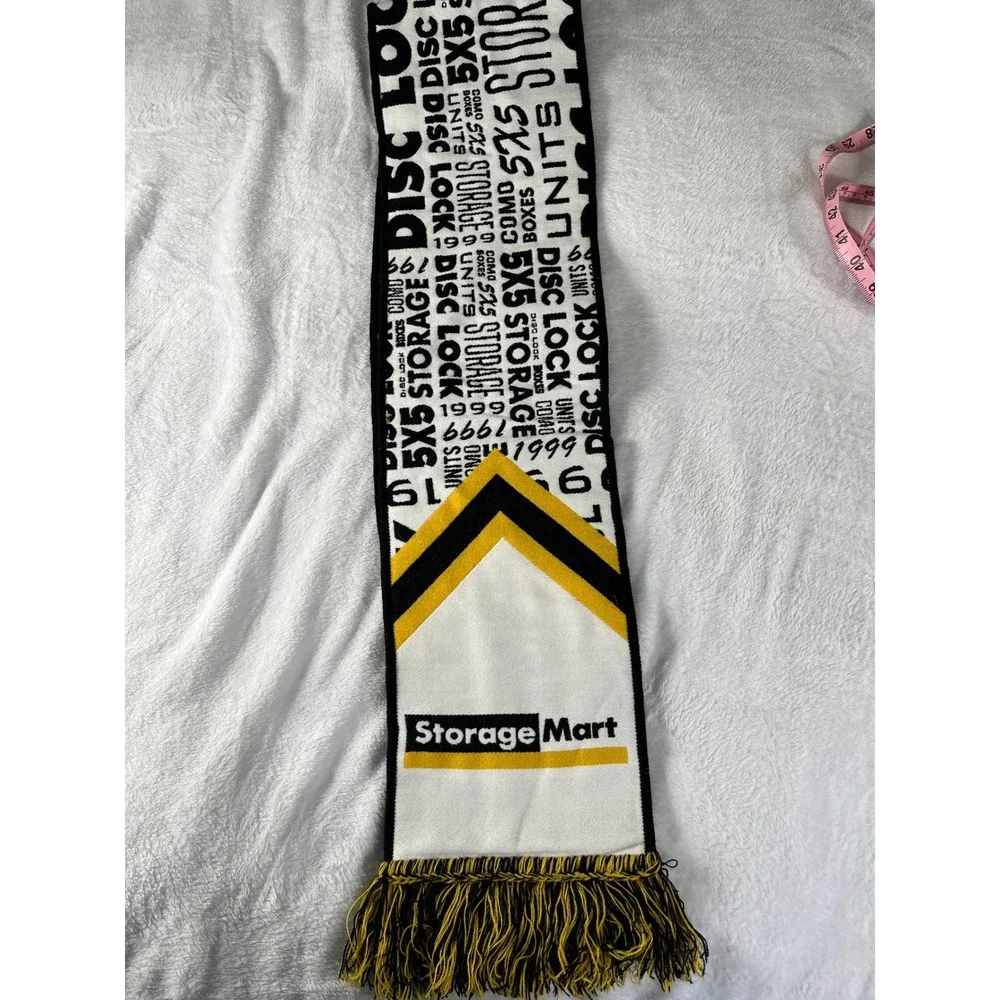 Ruffneck Manhattan Mini Storage Mart Scarf Black Yellow Knit Soccer Style Fringe